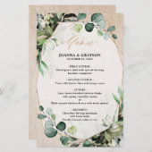 Eukalyptus Greenery Modern Geometric Wedding Menu (Vorne/Hinten)