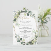 Eukalyptus Greenery Modern Geometric Wedding Menu Menükarte (Stehend Vorderseite)