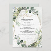 Eukalyptus Greenery Modern Geometric Wedding Menu Menükarte (Vorne/Hinten)