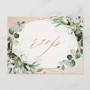 Eukalyptus Greenery Modern Geometric Wedding RSVP Postkarte