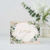 Eukalyptus Greenery Modern Geometric Wedding RSVP Postkarte (Stehend Vorderseite)