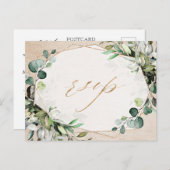 Eukalyptus Greenery Modern Geometric Wedding RSVP Postkarte (Vorne/Hinten)