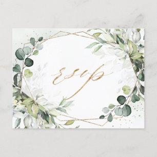 Eukalyptus Greenery Modern Geometric Wedding RSVP Postkarte