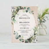 Eukalyptus Greenery Modern Wood Geometric Wedding Einladung (Stehend Vorderseite)