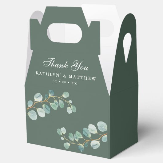 Eukalyptus Greenery Moderne Elegante Sommerhochzei Geschenkschachtel (Geöffnet)