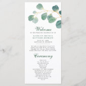 Eukalyptus Greenery Moderne Elegante Sommerhochzei Programm (Vorderseite)