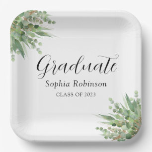 Eukalyptus Greenery Moderne Graduation Party Pappteller