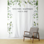 Eukalyptus Greenery Moderne Hochzeitsgeschichte Wandteppich (Beispiel)