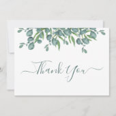 Eukalyptus Greenery Moderne Sage Script Wedding Dankeskarte (Vorderseite)