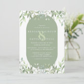 Eukalyptus Greenery Moderne Wasserfarbenhochzeit Einladung (Stehend Vorderseite)