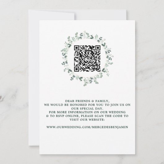 Eukalyptus Greenery Modernes Foto QR Code Wedding Save The Date (Rückseite)