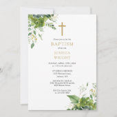 Eukalyptus Greenery Monogram Baptisse Christening Einladung (Vorderseite)