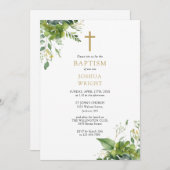 Eukalyptus Greenery Monogram Baptisse Christening Einladung (Vorne/Hinten)