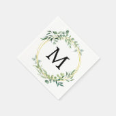 Eukalyptus Greenery Monogram Gold Green Wedding Serviette (Ecke)