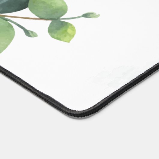 Eukalyptus Greenery Monogram Script-Brautparty Schreibtischunterlage (Ecke)