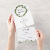 Eukalyptus Greenery Monogram Wedding All In One Einladung (Abreißen)