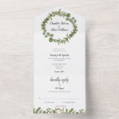 Eukalyptus Greenery Monogram Wedding All In One Einladung (Innen Boden)