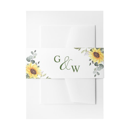 Eukalyptus Greenery Monogram Wedding Einladungsbanderole (Vorderseite Beispiel)