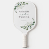 Eukalyptus Greenery Monogram Wedding Pickleball Schläger (Vorderseite)