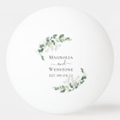 Eukalyptus Greenery Monogram Wedding Tischtennisball (Rückseite)