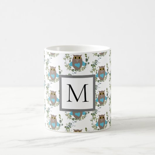 Eukalyptus Greenery Owl Kaffeetasse (Mittel)