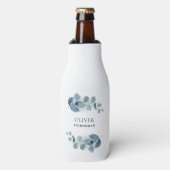 Eukalyptus Greenery Personalisiert Wedding Party Flaschenkühler (Flaschenvorderseite)