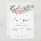 Eukalyptus Greenery Pink Floral Brautparty Einladung (Vorderseite)