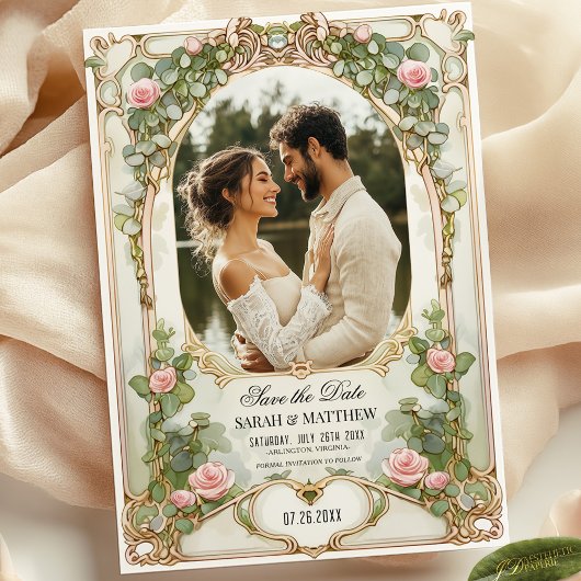 Eukalyptus Greenery Pink Floral Save the Date Einladung