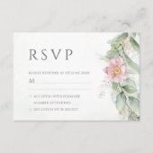 Eukalyptus Greenery Pink Floral Wedding RSVP (Vorderseite)