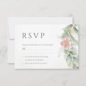 Eukalyptus Greenery Pink Floral Wedding RSVP Karte (Vorderseite)