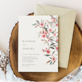 Eukalyptus Greenery & Pink Florals Wedding Einladung