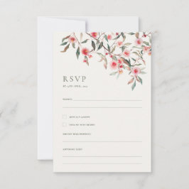 Eukalyptus Greenery & Pink Florals Wedding RSVP Karte