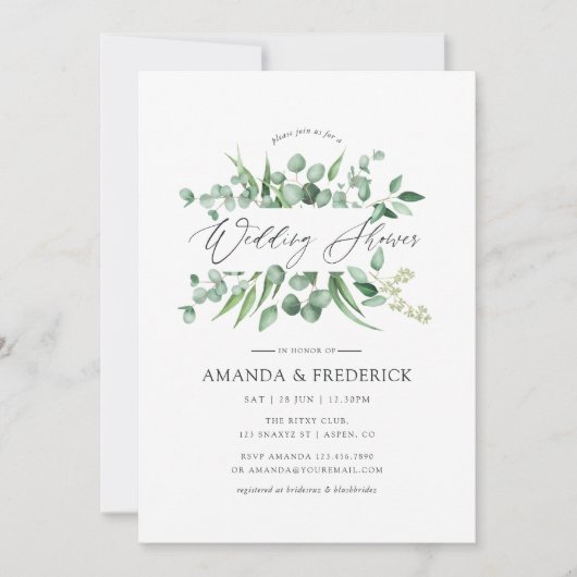 Eukalyptus Greenery Polterabend Einladung (Vorderseite)