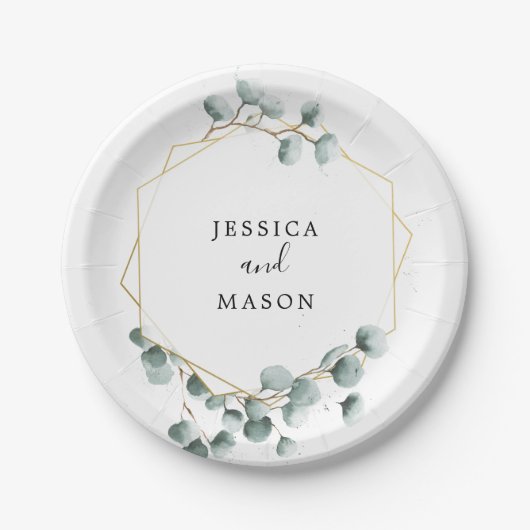 Eukalyptus Greenery Polterabend Paper Plate Pappteller (Vorderseite)