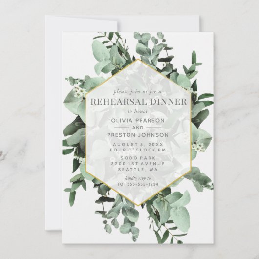 Eukalyptus & Greenery Probe Abendessen Einladung (Vorderseite)