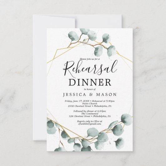 Eukalyptus Greenery Probe Dinner Einladung Karte (Vorderseite)