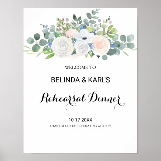 Eukalyptus Greenery Probe Dinner Willkommen Poster (Vorne)