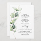 Eukalyptus Greenery QR Code Alles in einer Hochzei Einladung (Vorne/Hinten)