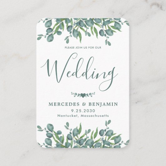 Eukalyptus Greenery QR Code Einladung Hochzeitsfei (Vorderseite)