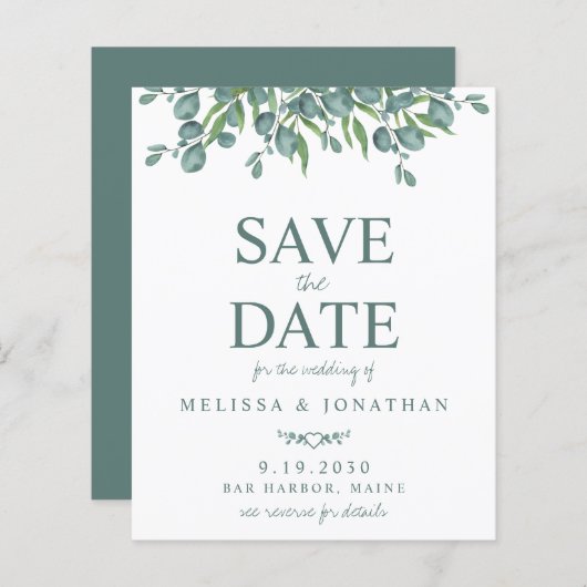 Eukalyptus Greenery QR Code Save the Date (Vorne/Hinten)