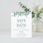 Eukalyptus Greenery QR Code Save the Date (Stehend Vorderseite)