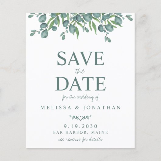 Eukalyptus Greenery QR Code Save the Date (Vorderseite)
