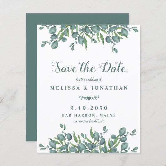 Eukalyptus Greenery QR Code Save the Date (Vorne/Hinten)