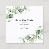 Eukalyptus Greenery QR Code Save the Date Karte (Vorderseite)