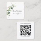 Eukalyptus Greenery QR Code Save the Date Karte (Vorne/Hinten)