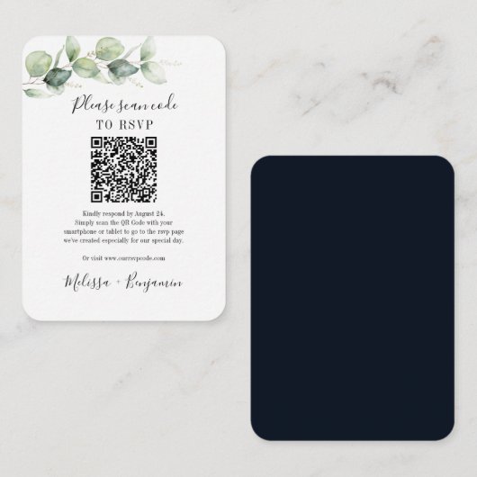 Eukalyptus Greenery QR Code UAWG Wedding Begleitkarte (Vorne/Hinten)