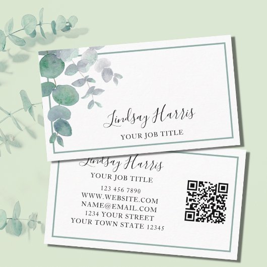 Eukalyptus Greenery QR Code Visitenkarte