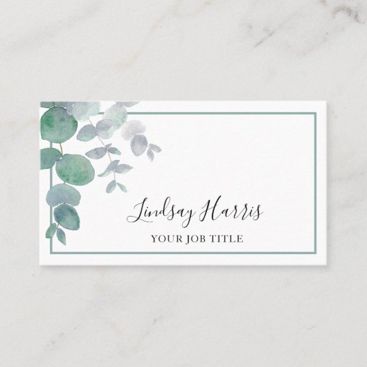 Eukalyptus Greenery QR Code Visitenkarte (Vorderseite)