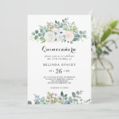 Eukalyptus Greenery Quinceañera Geburtstagsparty Einladung (Stehend Vorderseite)