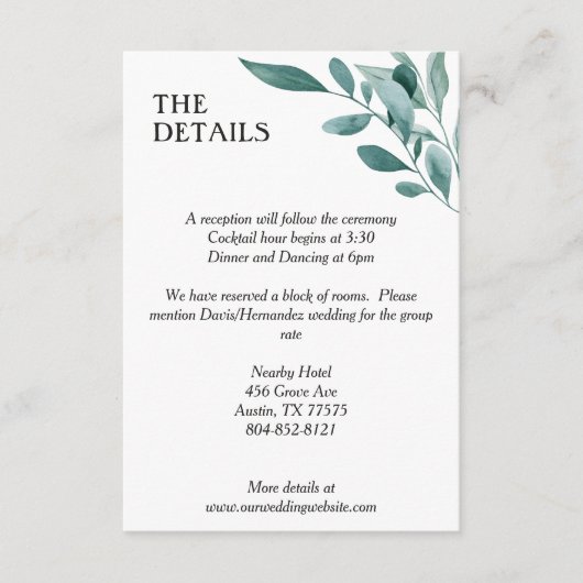 Eukalyptus Greenery Rahmen Grün Blau Weiß Begleitkarte (Vorderseite)